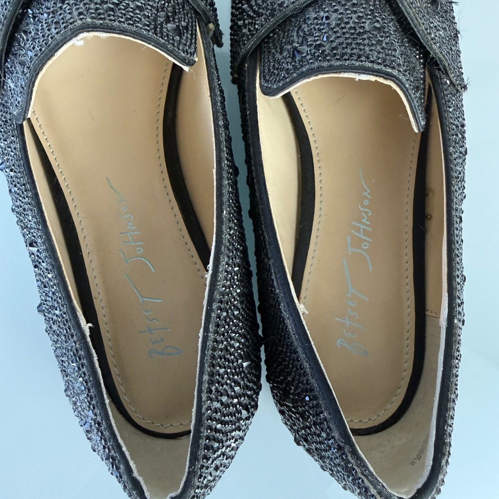 Betsey Johnson Aron Penny Loafers Womens 7.5 Black Rhinestone Embellished - Picture 10 of 12